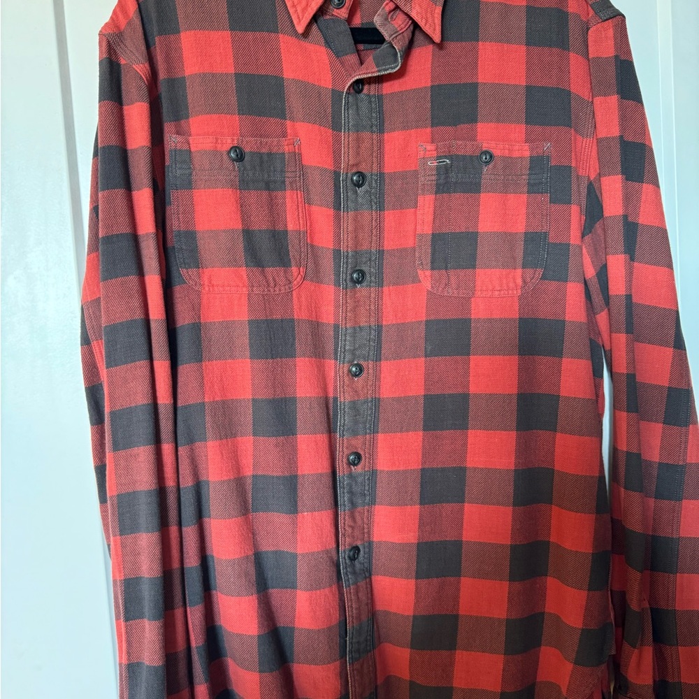Men's Red and Black Plaid Shirt